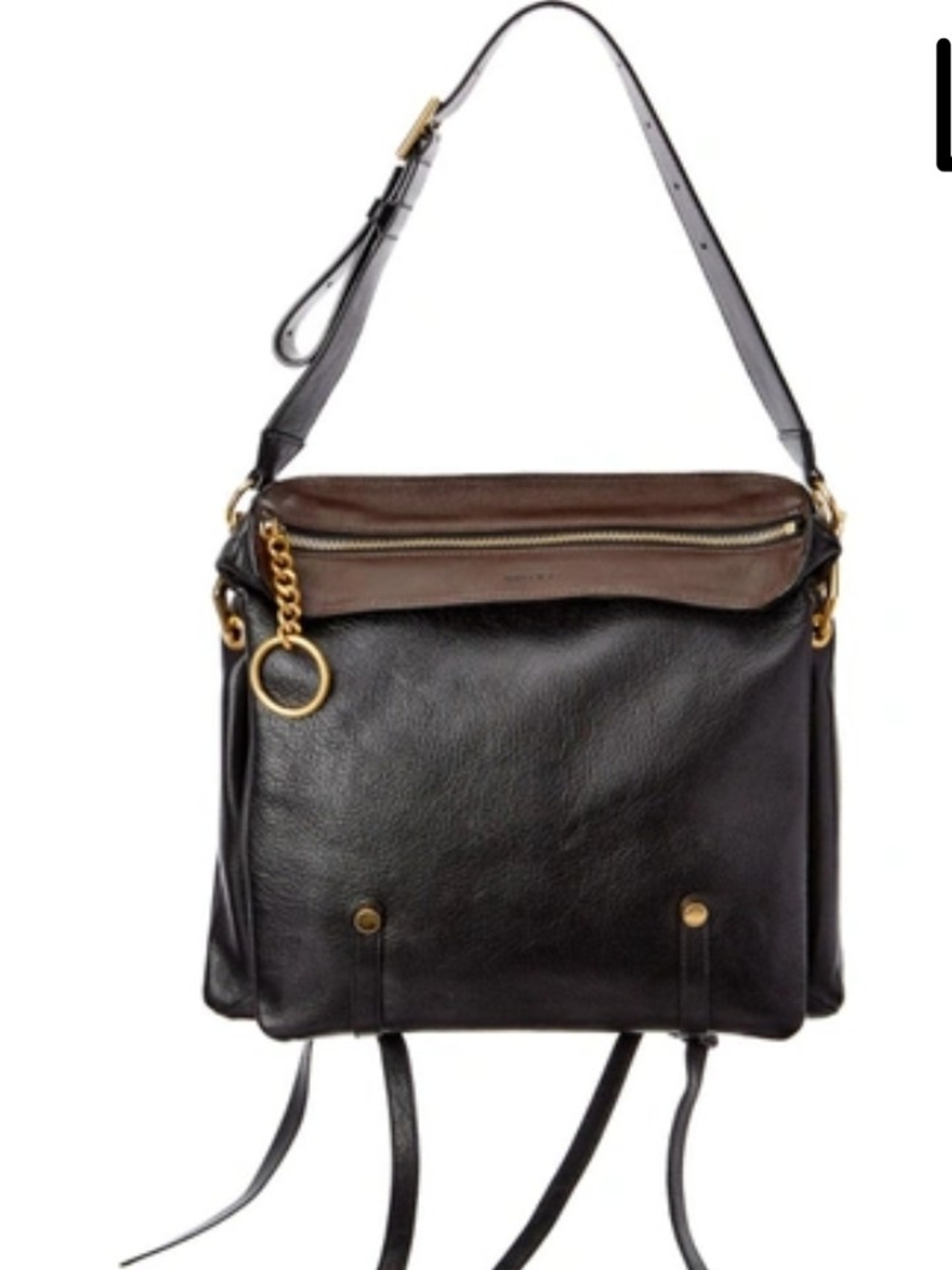 Jimmy Choo Two-Tone Black and Brown Leather Shoulder Bag